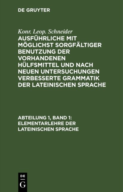 Elementarlehre Der Lateinischen Sprache
