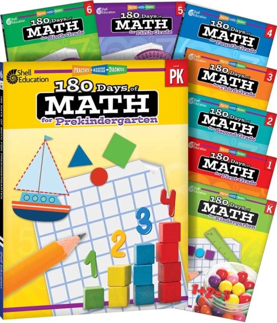 180 Days™: Math PK-6: 8-Book Set