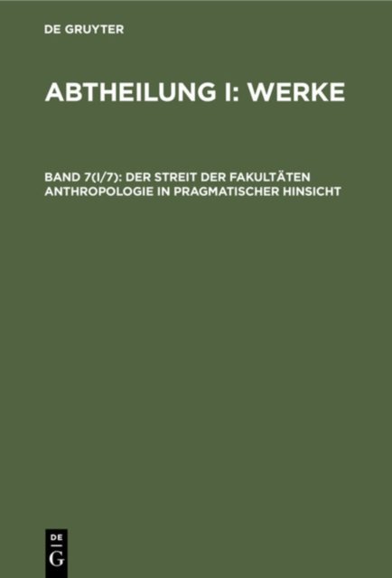 Der Streit Der Fakultaten Anthropologie in Pragmatischer Hinsicht