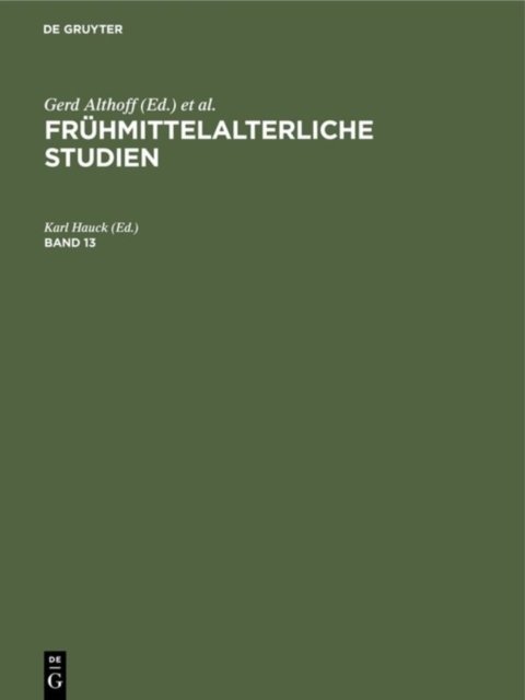 Fruhmittelalterliche Studien