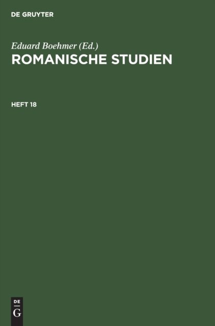 Romanische Studien. Heft 18