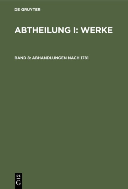 Abhandlungen Nach 1781