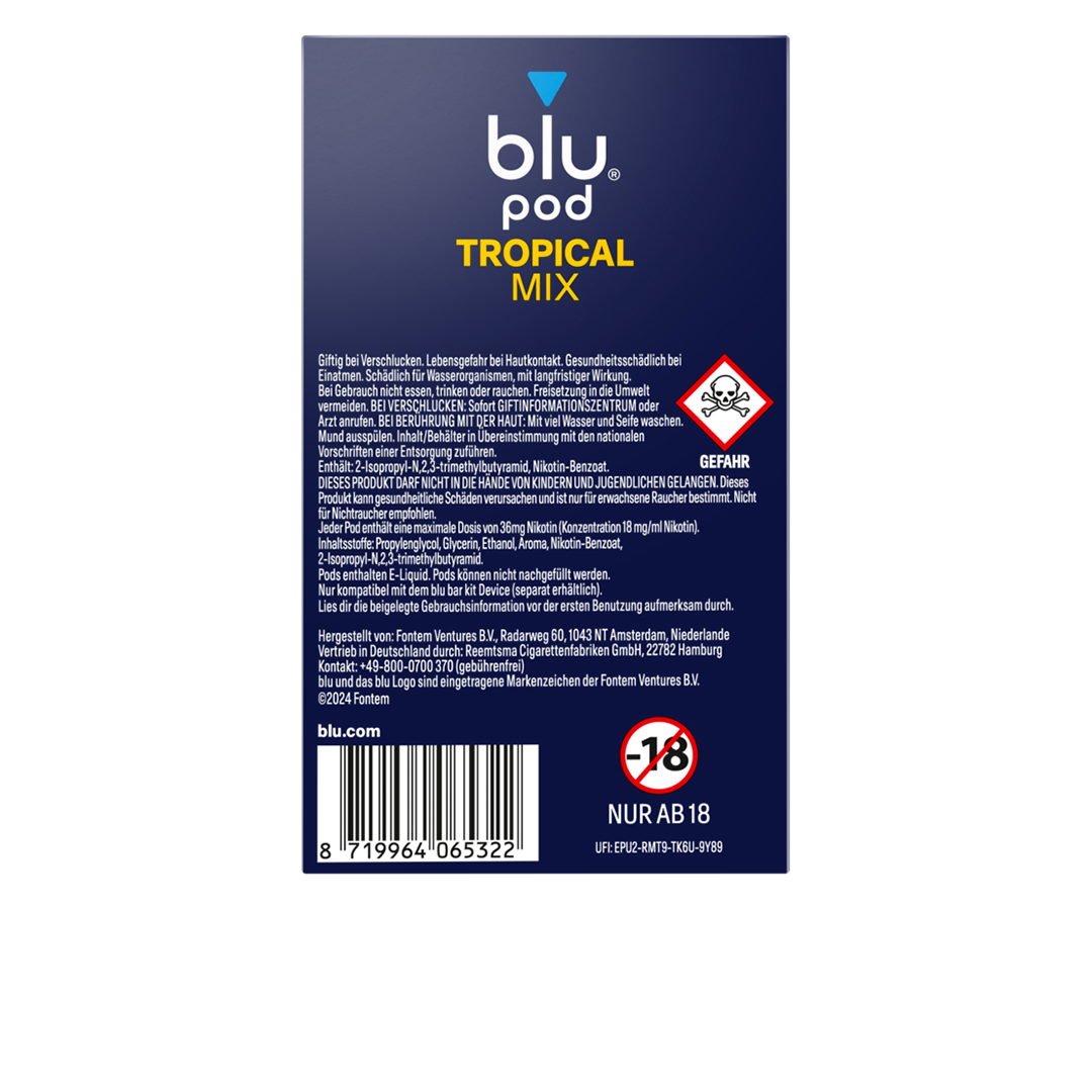 Maxi-Pack Tropical Mix Vape – blu Pod mit Tropical Mix Aroma