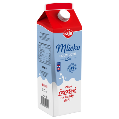Obrázok RAJO MLIEKO 1,5% ČERSTVÉ 1L