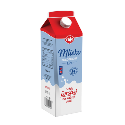 Obrázok RAJO MLIEKO 1,5% ČERSTVÉ 1L