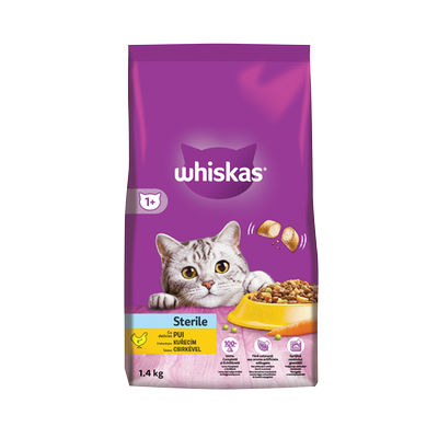 Obrázok WHISKAS GRAN.STERILE S KUR.MÄSOM 1,4KG
