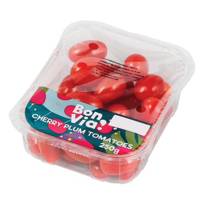 Obrázok RAJČIAKY ČERVENÉ CHERRY OVÁLNE 250G/BV