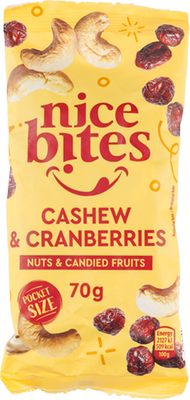 Obrázok NICE BITES TO GO KEŠU & BRUSNICE 70G