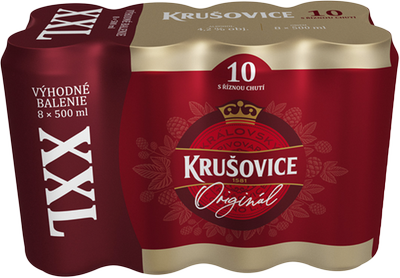 Obrázok KRUŠOVICE 10% SVETLÉ PIVO 8X0,5L PLECH