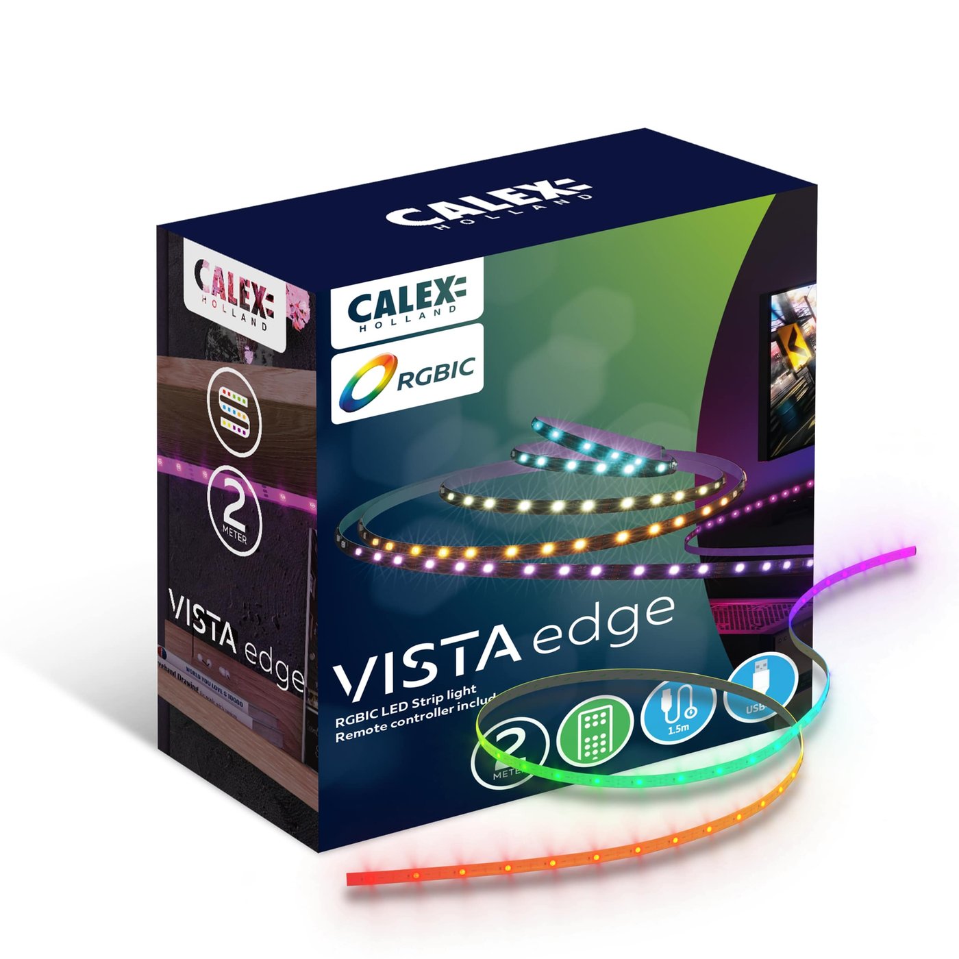 Calex Vista Striscia LED - RGBIC+CCT - 7W - 2M - Connessione USB