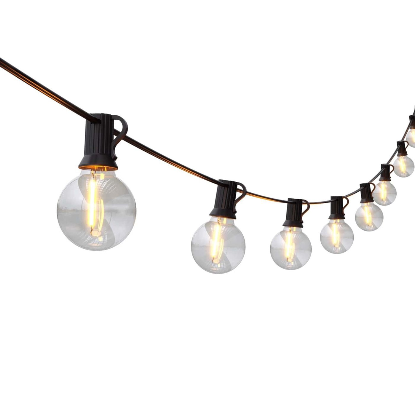 30m Calex Vista LED Lichterkette mit Fernbedienung + 3 m Anschlusskabel - IP54 - Koppelbar - 2700K - Inkl. 50 Lampen