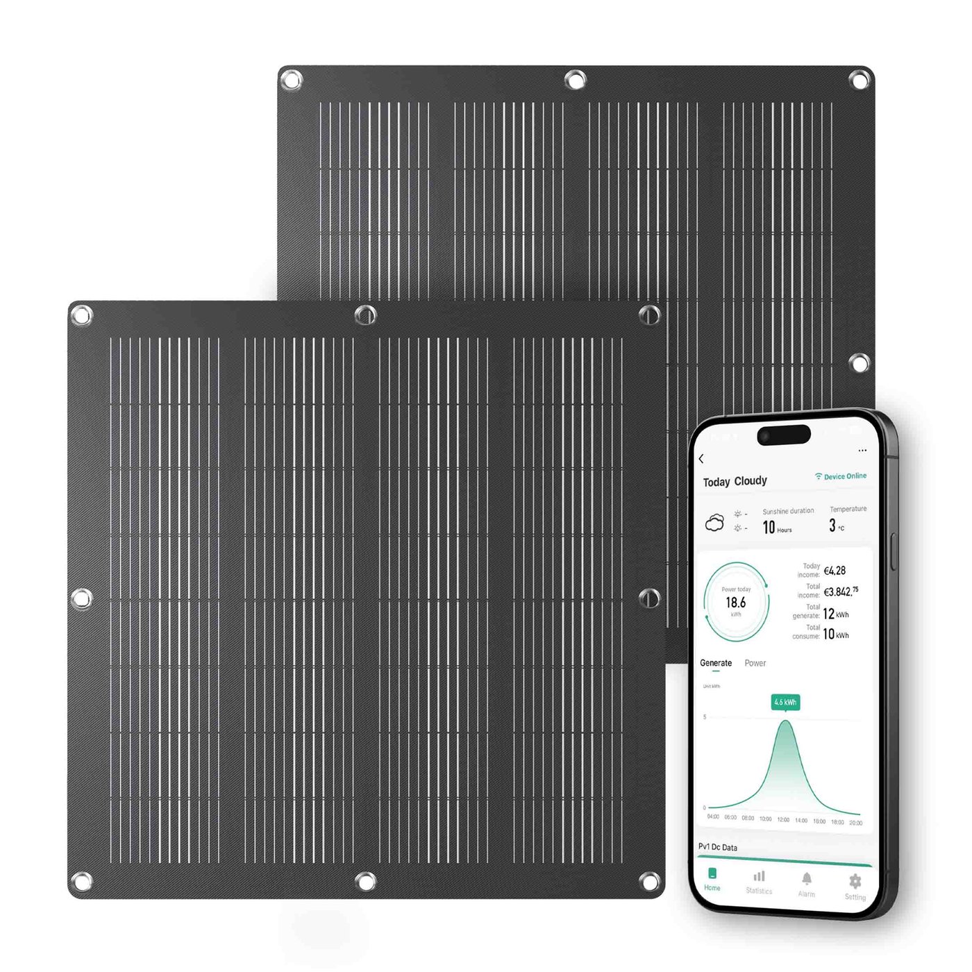 Solar panels for balconies - 2x 110W - IP67 - Plug & Play - Controllable via the Calex App - 400W Micro-Inverter