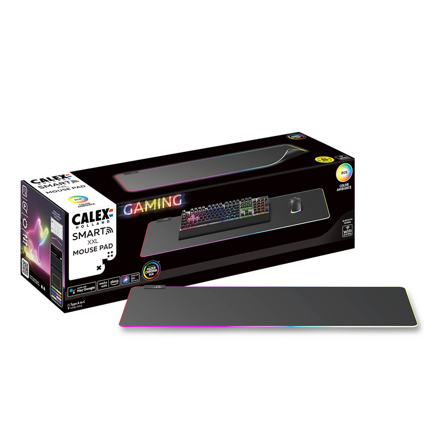 Calex Smart Gaming Tappetino per Mouse XXL - RGB - 90x30CM