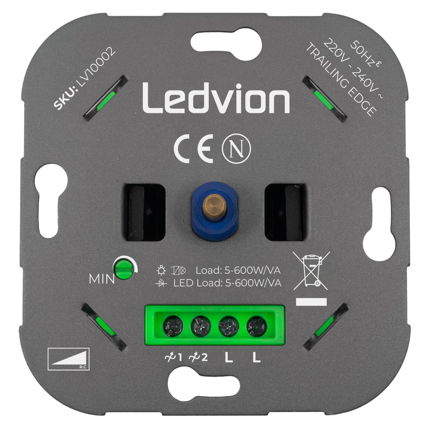 Variateur de Lumière LED 5-600 Watt 220-240V - à Découpage de Phase