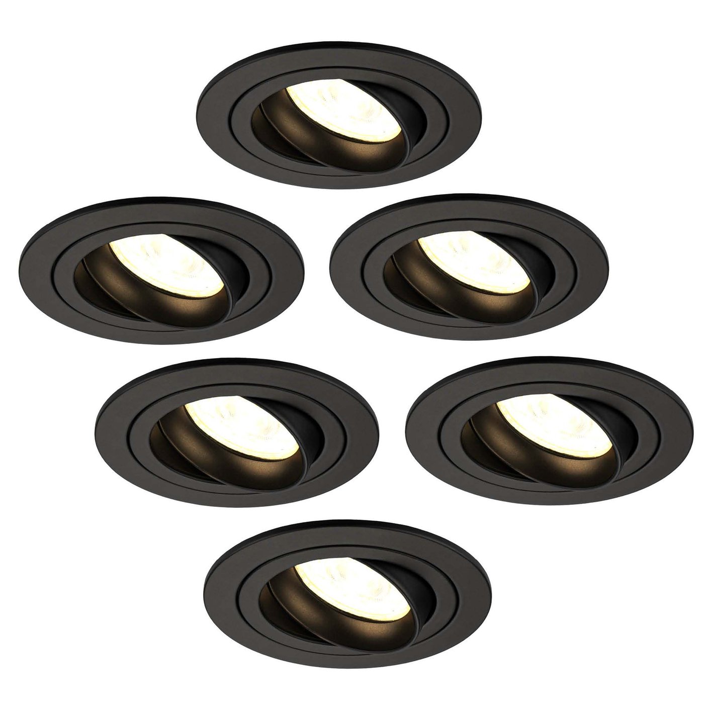 Faretti da Incasso LED Dimmerabili Nero - Tokyo - 3W - 2700K - ø92mm - 6 pack