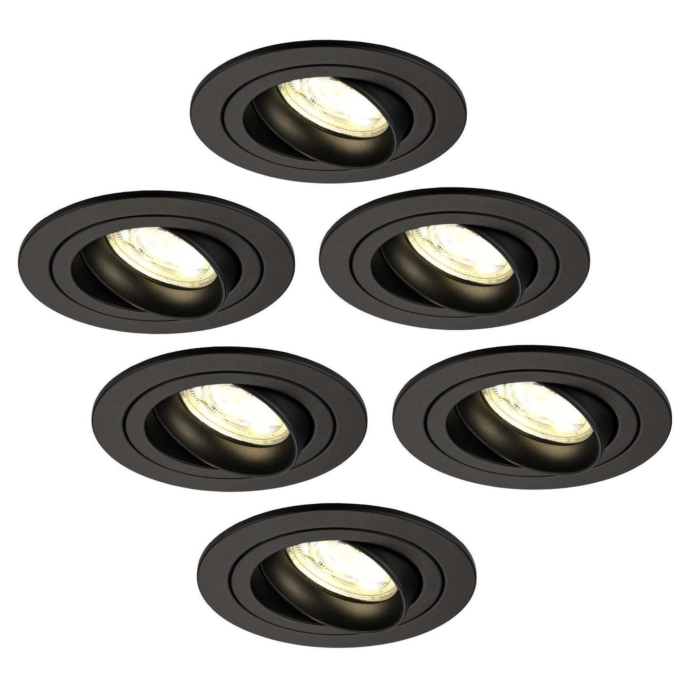 6x Lampy Wpuszczane w Sufit - Czarne - Tokio - ściemniane - 3W - 4000K - ø92mm