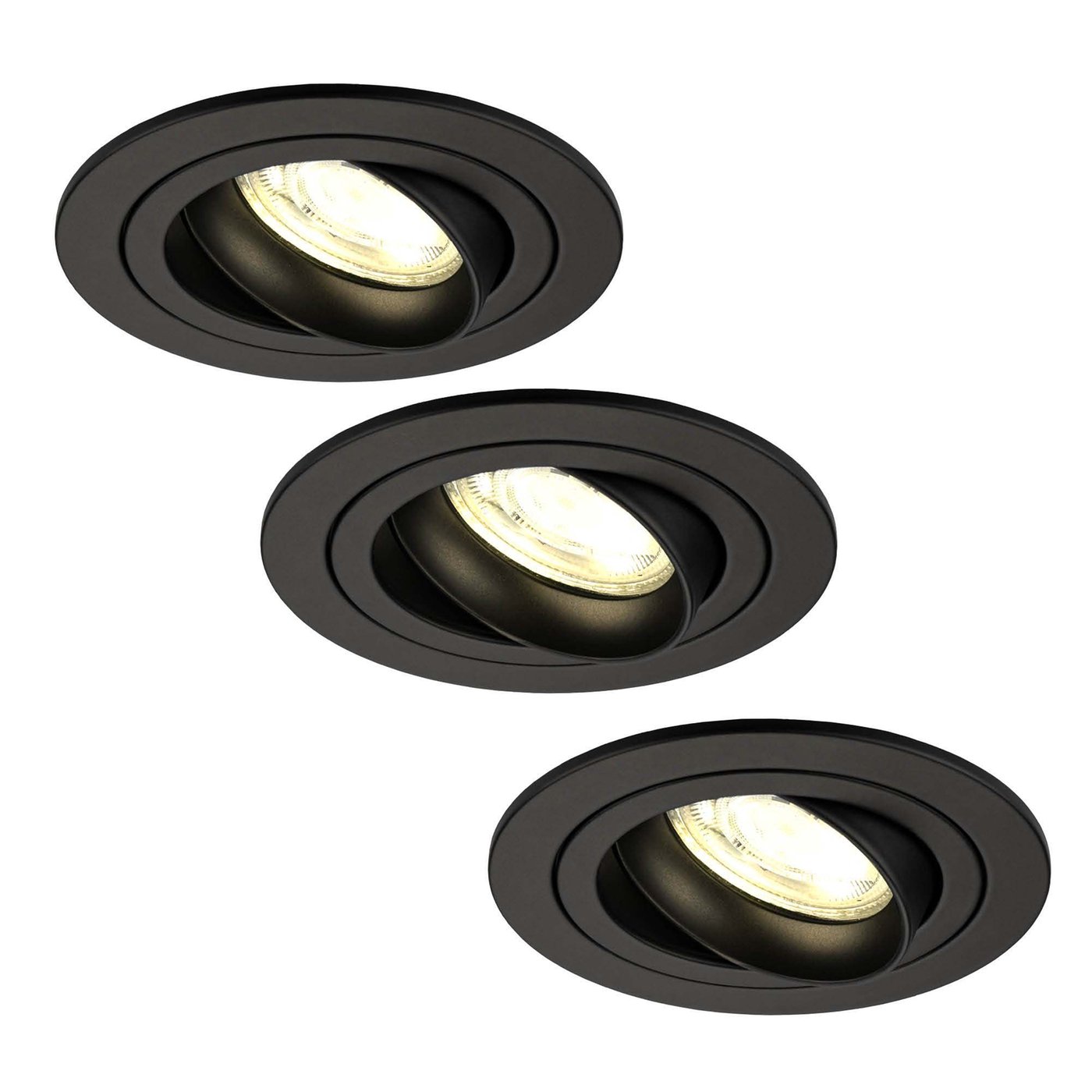 Dimbare LED inbouwspot Zwart - Tokyo - 3W - 4000K - ø92mm - 3 pack