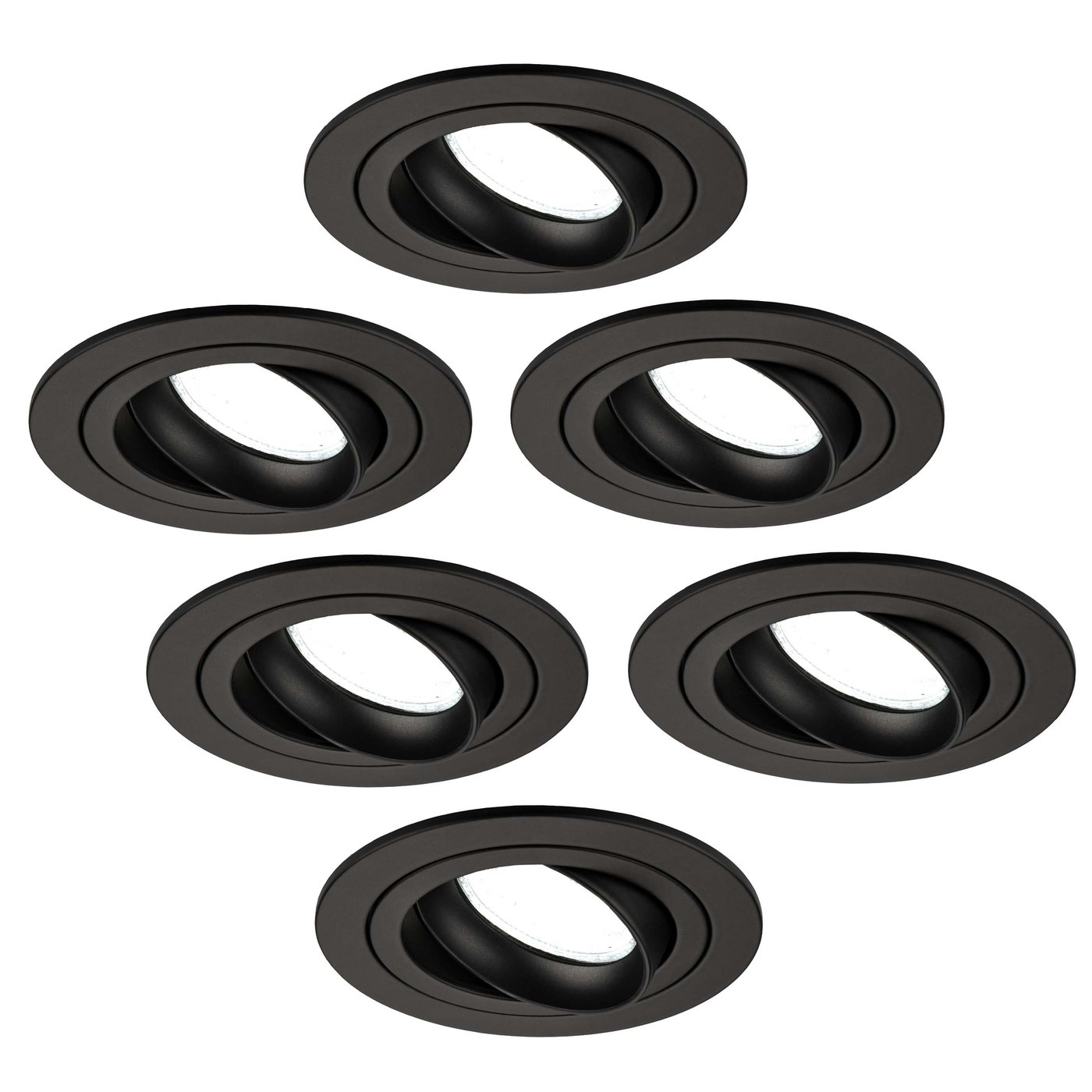 Dimbar LED-inbyggnadsspot svart – Tokyo – 3W – 6500K – Ø92 mm – 6-pack