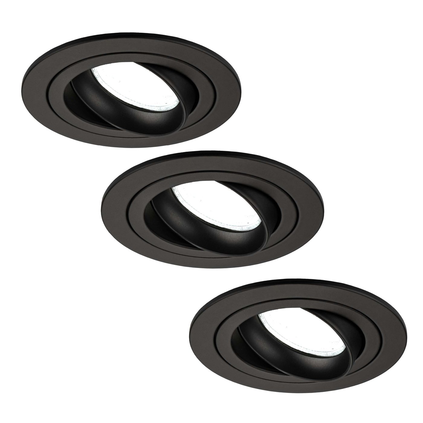 Dimbare LED inbouwspot Zwart - Tokyo - 3W - 6500K - ø92mm - 3 pack