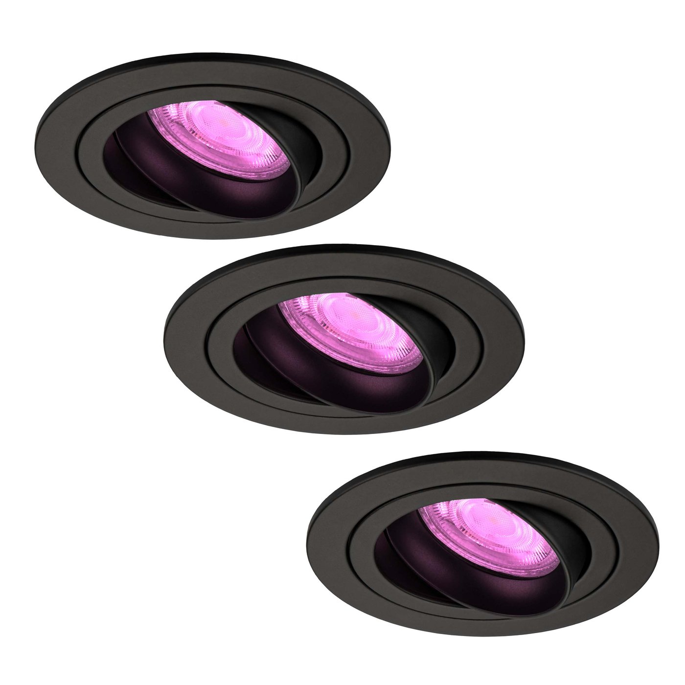 Smart LED-infälld spotlight svart – Tokyo – Smart WiFi – dimbar – RGB+CCT – 3-pack