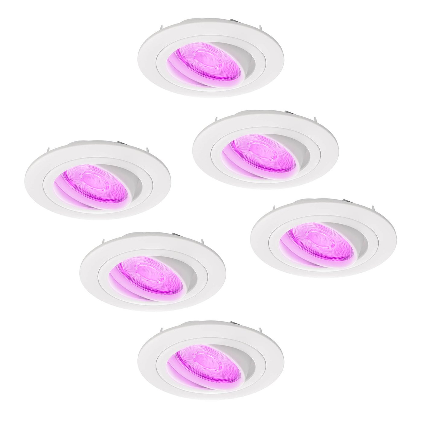 6x Lampy Wpuszczane w Sufit - inteligentne oświetlenie - Tokio - ściemniane - RGBWW - Białe