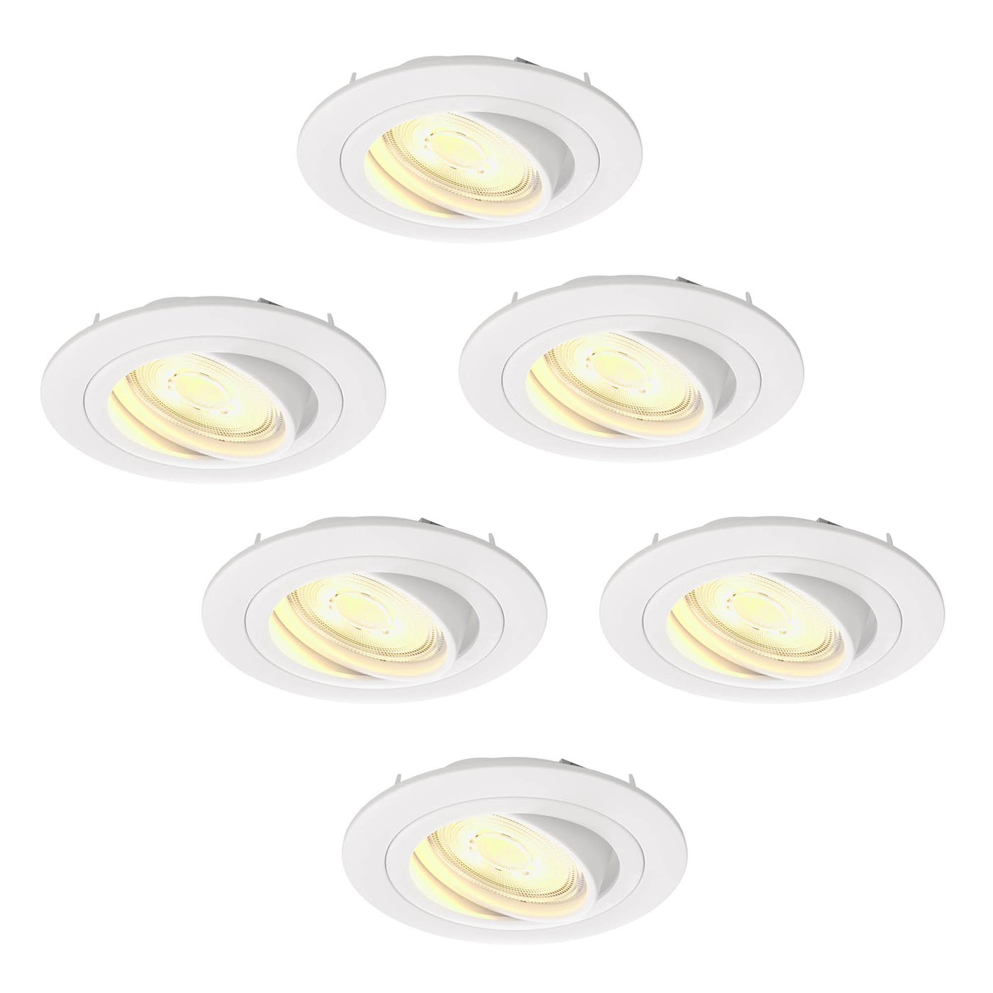 6x Lampy Wpuszczane w Sufit - Białe - Tokio - ściemniane - 3W - 4000K - ø92mm