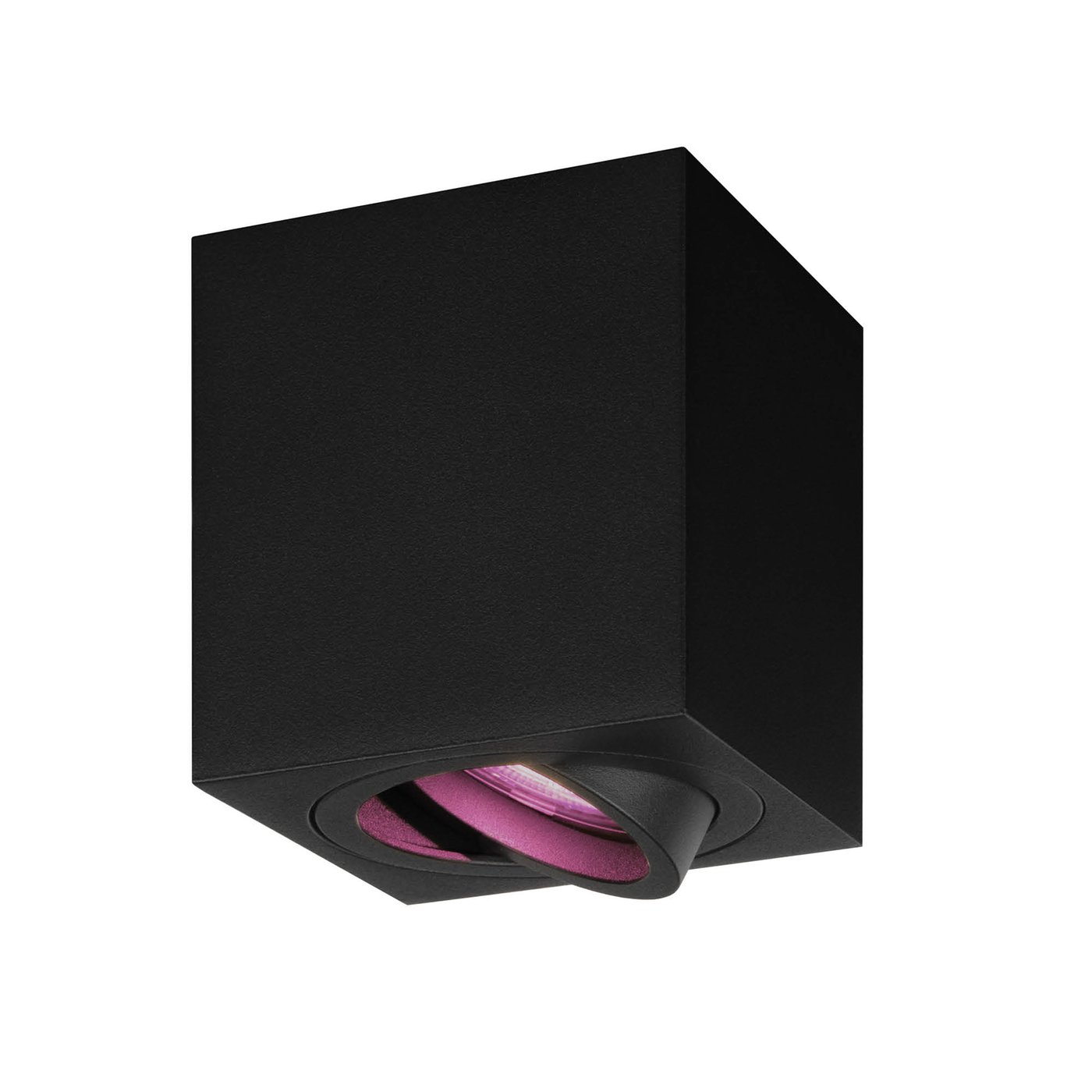 Smart LED Opbouwspot - Vierkant - Zwart - 4.9W - RGB+CCT - Kantelbaar