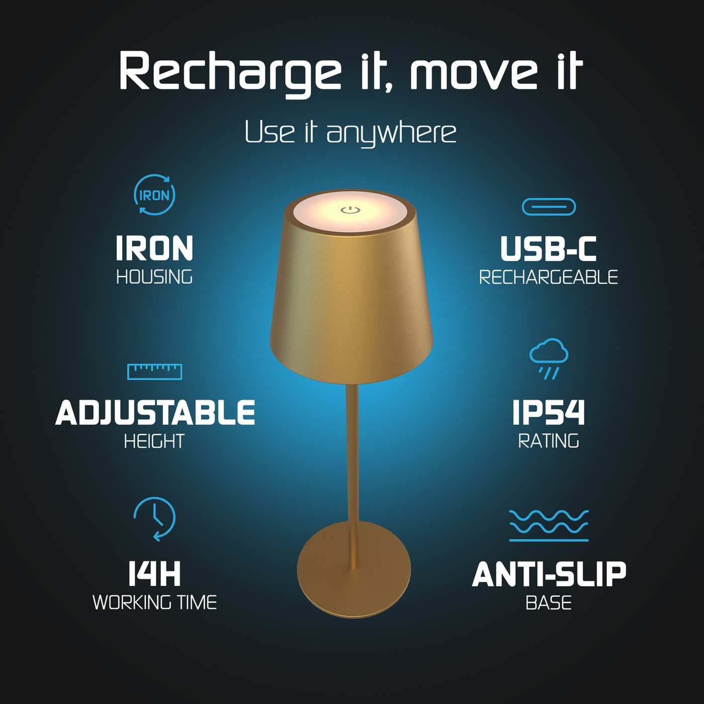 Lampada Da Tavolo Touch LED Ricaricabile Luce Da Scrivania Decorativa - Foto 8