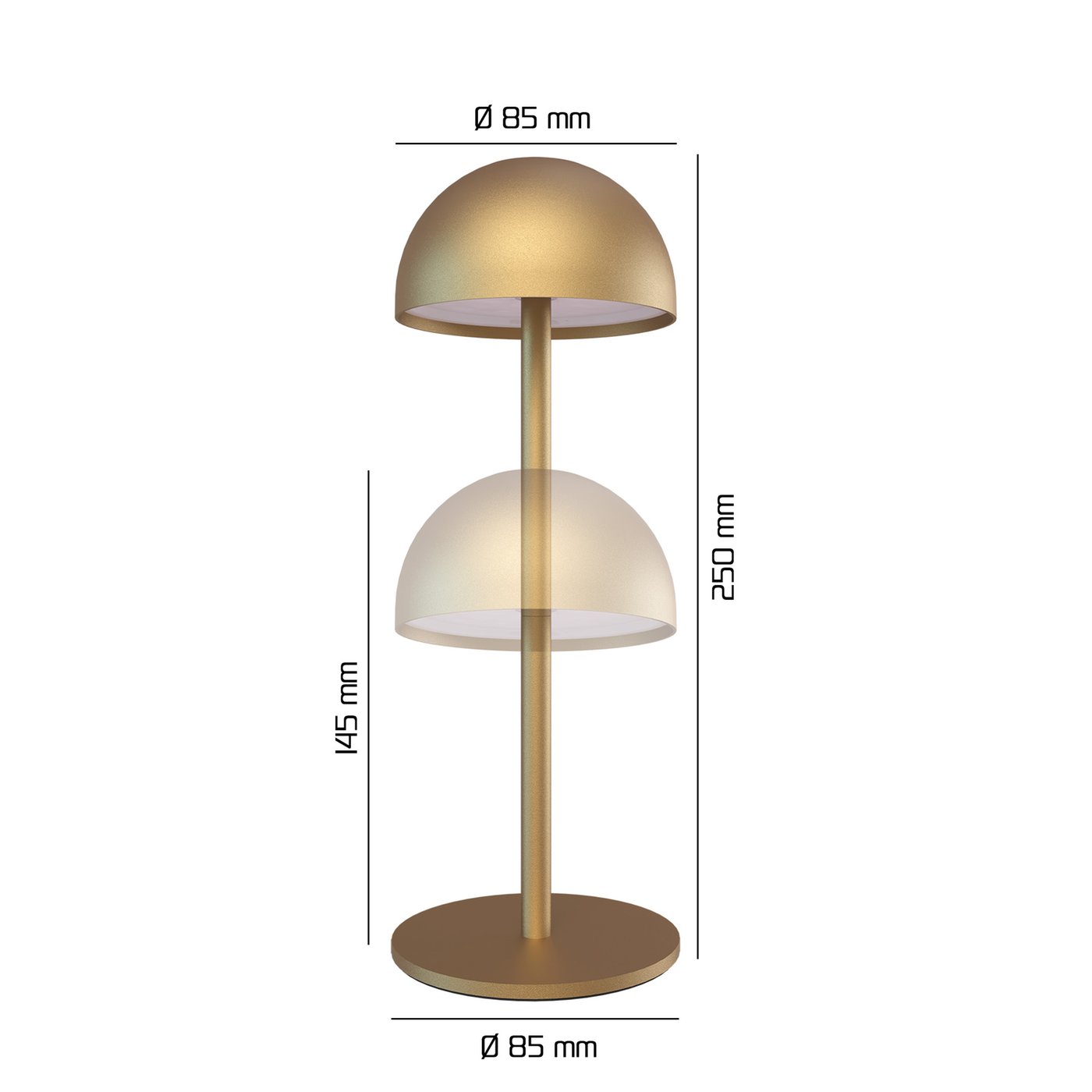 2x Rechargeable Table Lamp USB – Gold – IP54 – Cordless