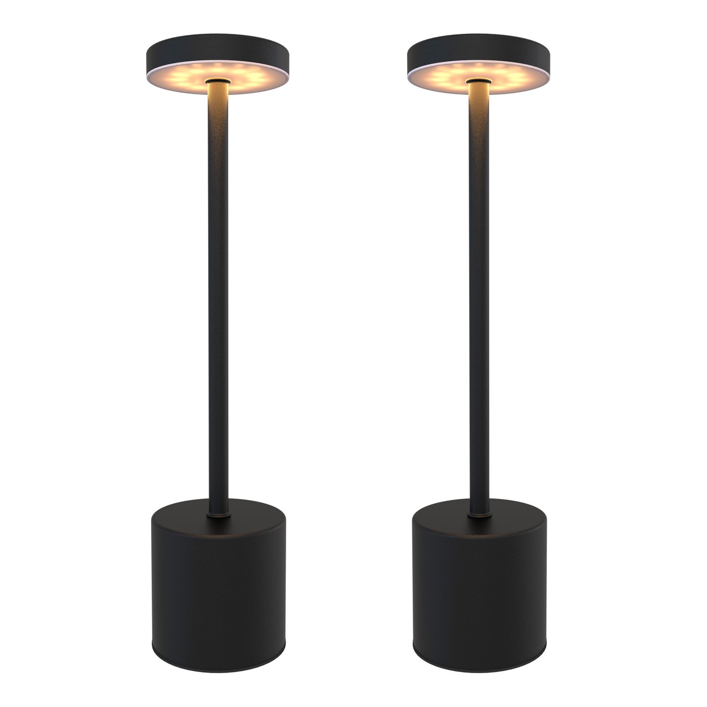2x Lampa Stołowa LED USB-C Ładowalna – Matowa Czarna – 60 Lumenów – 2700K–5000K – IP20 – Akumulator 3600mAh