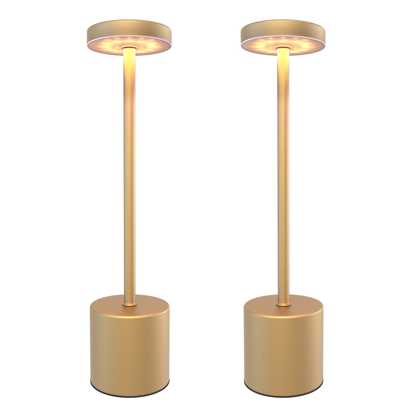 2x Lampa Stołowa LED USB-C Ładowalna – Mosiądz Złoty – 60 Lumenów – 2700K–5000K – IP20 – Akumulator 3600mAh