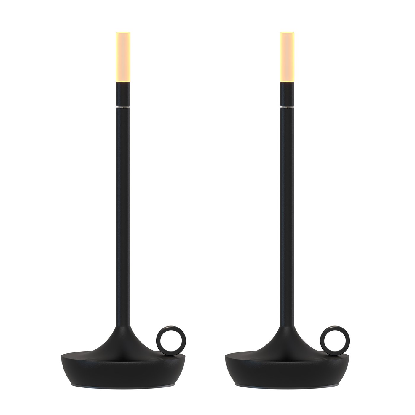2x Lampa Stołowa LED USB-C Ładowalna – Matowa Czarna – 20 Lumenów – 2700K – IP20 – Akumulator 3600mAh