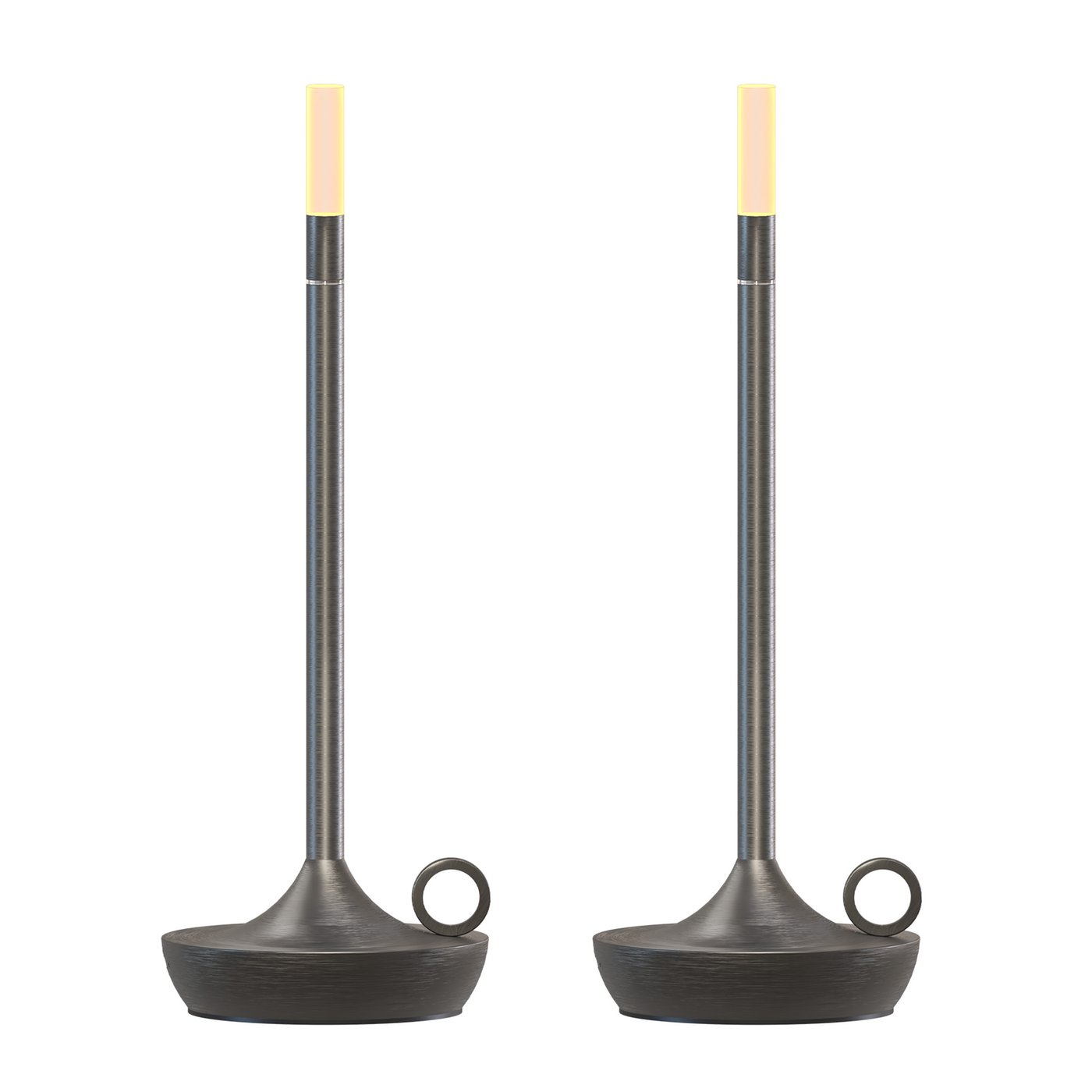 2x Lámpara de Mesa LED Recargable por USB-C – Gris Grafito – 20 Lúmenes – 2700K – IP20 – Batería de 3600mAh