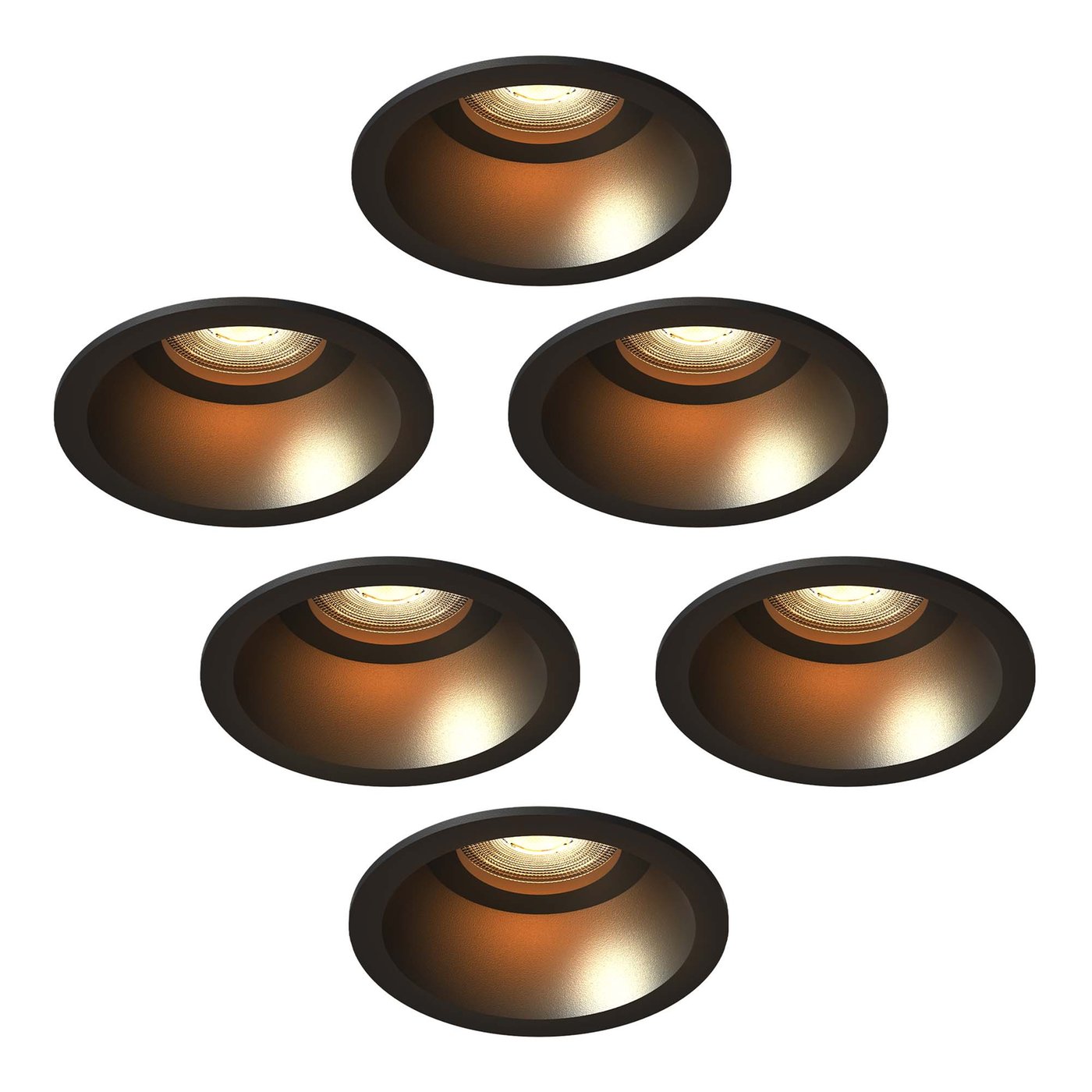 Dimbare LED Inbouwspots - Zwart - Rond - 3W - 2700K - 345 Lumen - ø85mm - 6 pack
