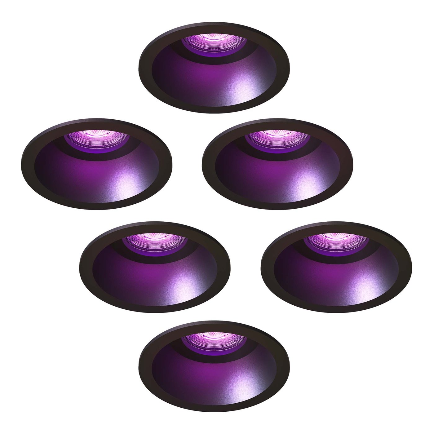 LED Einbaustrahler Dimmbar - Schwarz - Rund - 4.9W - RGB+CCT - 345 Lumen - ø85mm - 6 pack