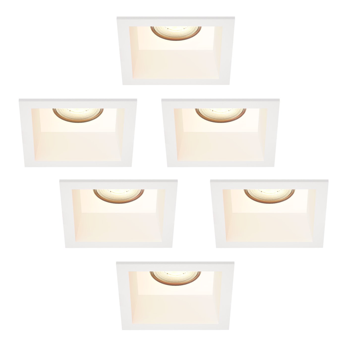 LED Einbaustrahler Dimmbar - Weiß - Quadrat - 3W - 2700K - 345 Lumen - 85x85mm - 6 pack