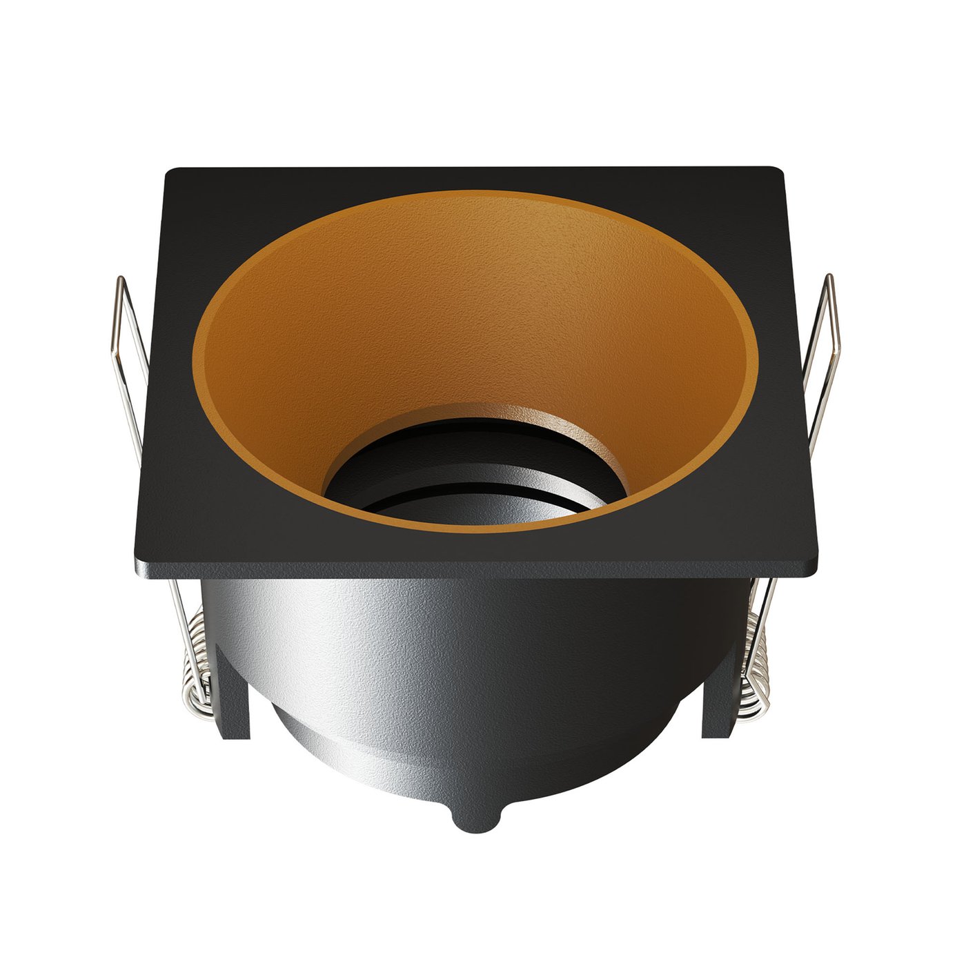 LED Einbaustrahler Dimmbar - Schwarz / Gold - Quadrat - GU10 Fitting - 81x81mm