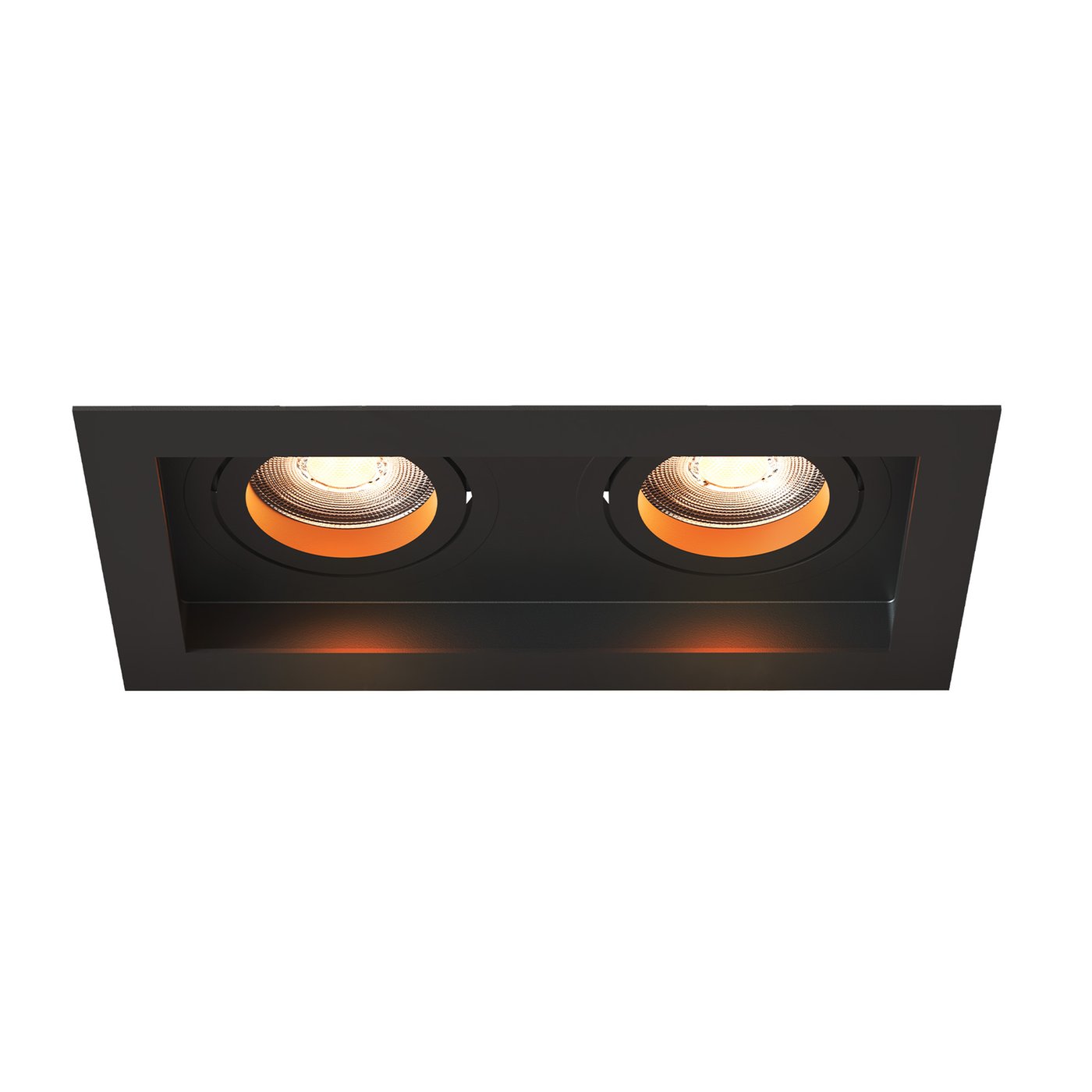 Dimbare LED Inbouwspot - Zwart - Dubbel - Rechthoek - 3W - 2700K - 345 Lumen - 185x100mm