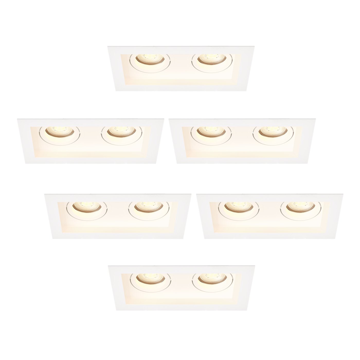 6x Foco Empotrable LED Doble – 3W - 2700K – 185 mm – Blanco
