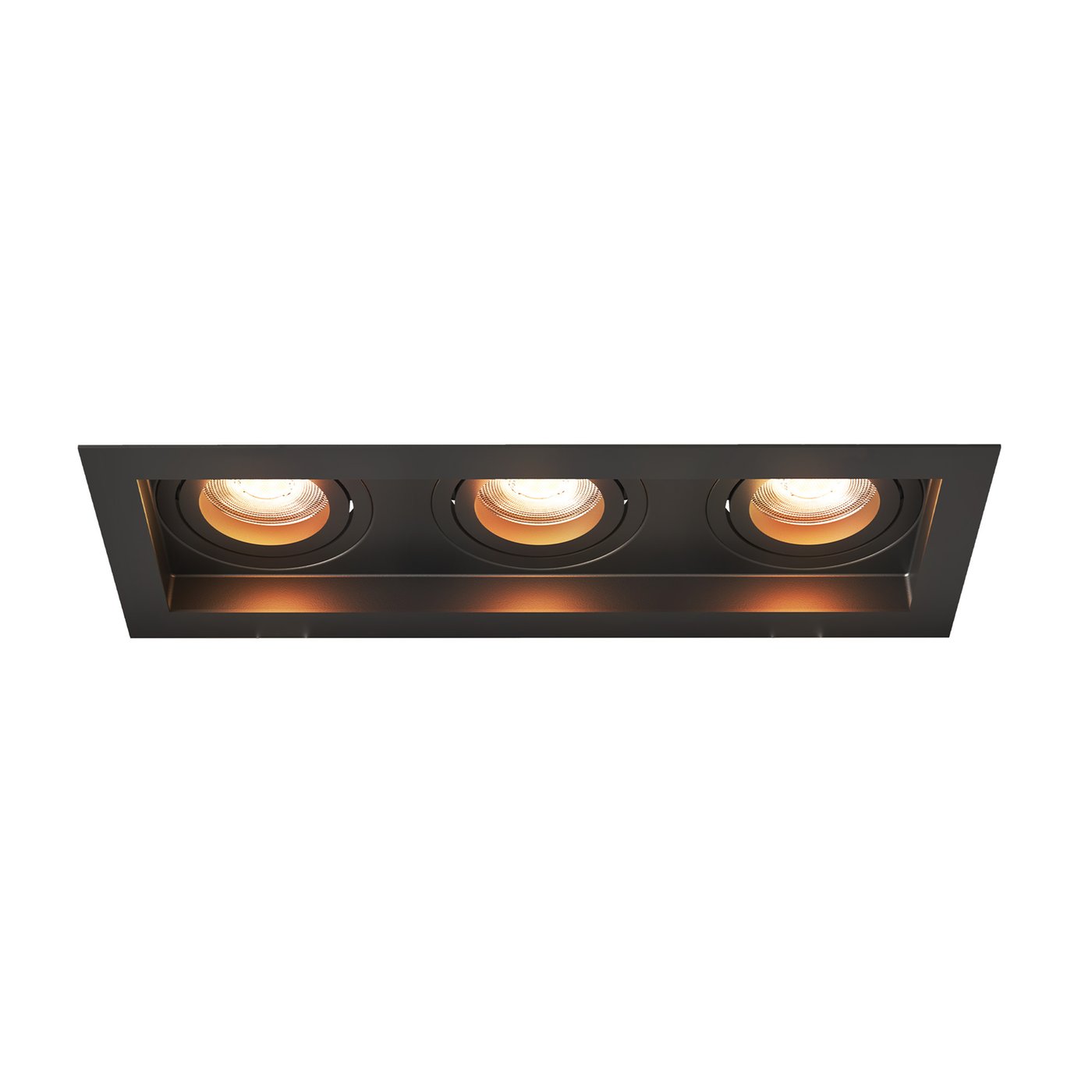 Dimbare LED Inbouwspot - Zwart - Triple - Rechthoek - 3W - 2700K - 345 Lumen - 270x100mm