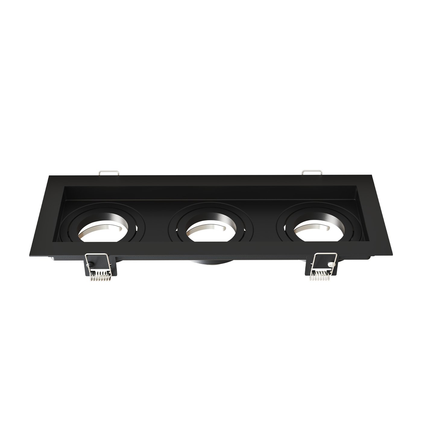Dimbare LED Inbouwspot - Zwart - Triple - Rechthoek - GU10 Fitting - 270x100mm