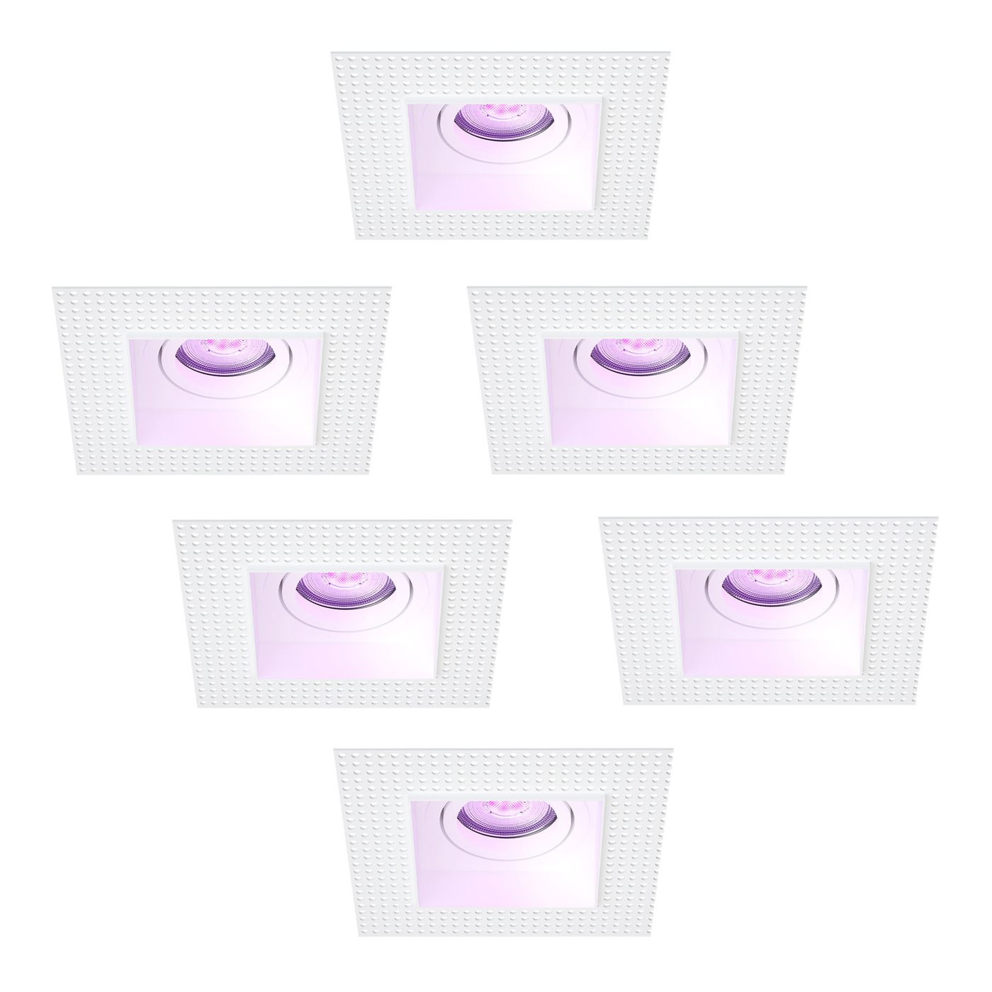 LED Einbaustrahler Dimmbar - Randlos - Weiß - 4.9W - RGB+CCT - 345 Lumen - 130x130mm - 6 pack