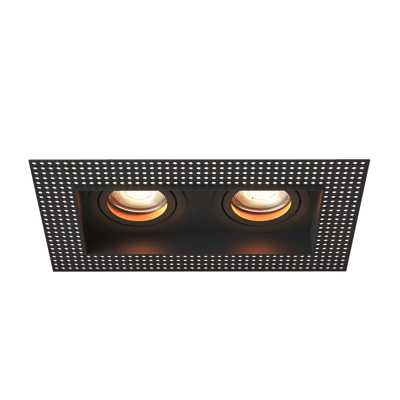 LED Einbaustrahler Dimmbar - Randlos - Schwarz - Doppelt - 3W - 2700K - 345 Lumen - 130x130mm