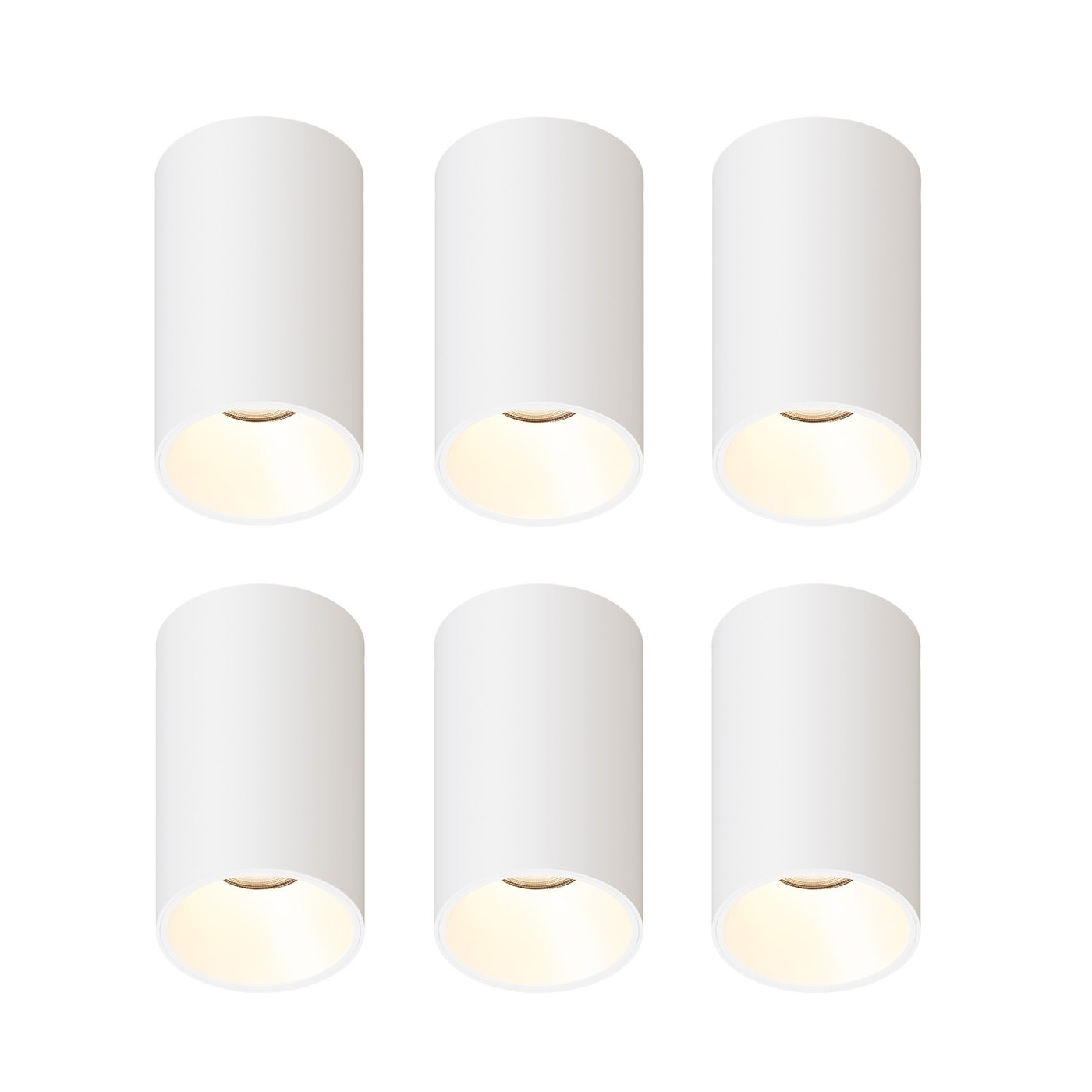 LED Opbouwspots dimbaar - Wit - Rond - 3W - 2700K - 345 Lumen - ø80mm - 6 pack