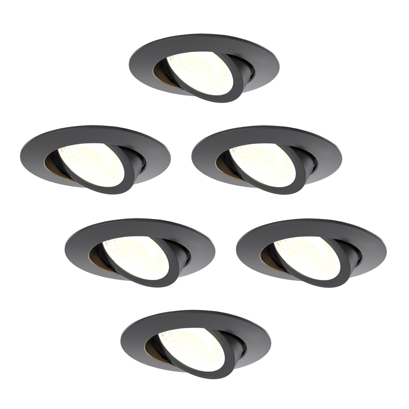 LED Inbouwspots dimbaar - CCT - IP65 - Zwart - Kantelbaar - Aluminium - Geschikt voor badkamer - 5 jaar garantie
