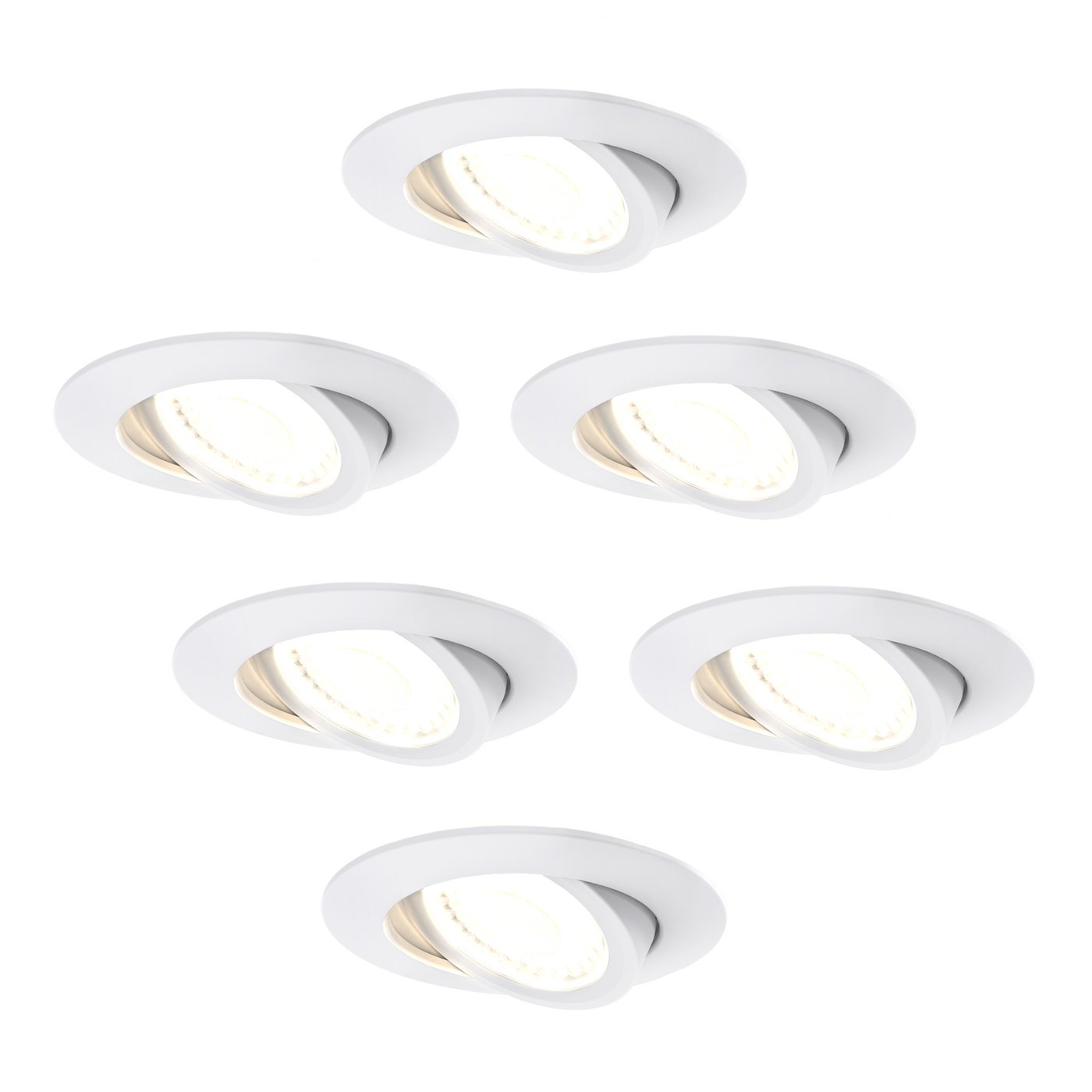 6x LED Inbouwspots dimbaar - CCT - IP65 - Wit - Kantelbaar - Aluminium - Geschikt voor badkamer - 5 jaar garantie