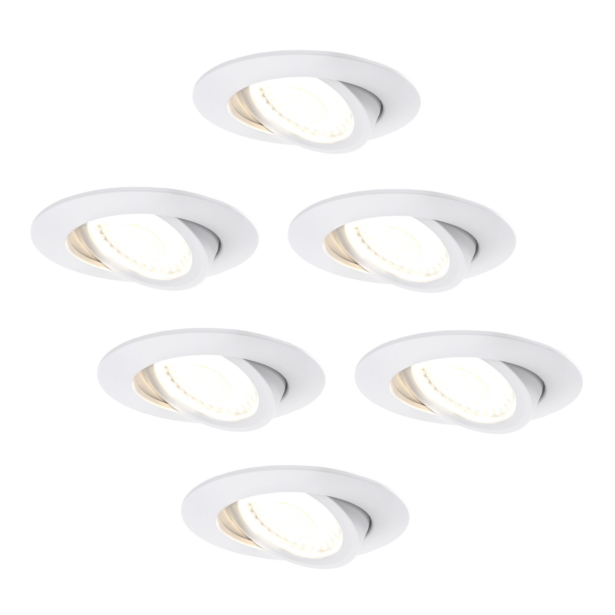 Ledvion - 6x LED Inbouwspots Dimbaar, CCT/Dim to Warm, IP-65, Zwart, Kantelbaar, Aluminium, Badkamergeschikt