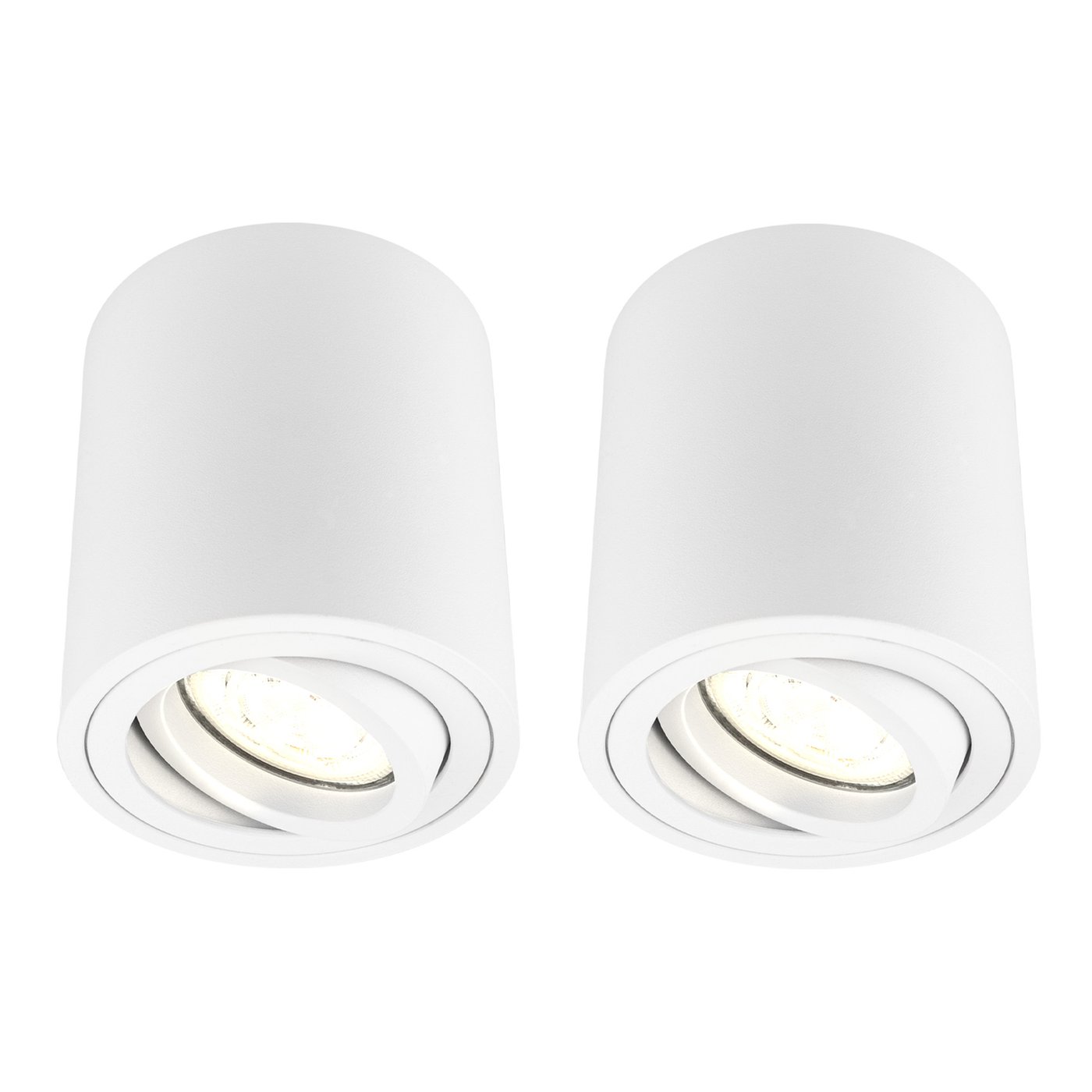 2x Dimmbare LED Aufbaustrahler - Rund - Weiß - 3W - 2700K - Schwenkbar - ø95mm