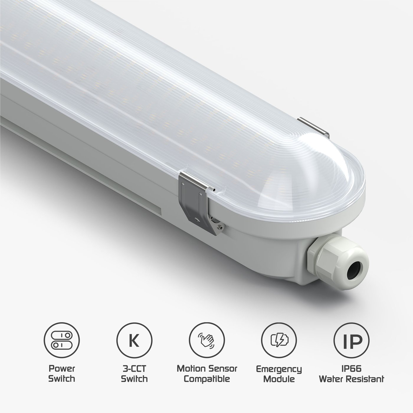 LED Feuchtraumleuchte mit Sensor 150cm - 3CCT (4000K / 5000K / 6500K) - IP66 - Powerswitch (50W / 42W / 35W / 28W) - 150 lm/W - Ledvion Driver - 5 Jahre Garantie