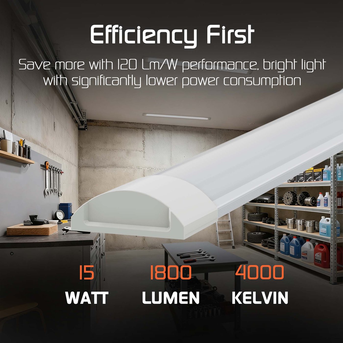 LED Batten 60 cm - 15W - 120lm/W - 4000K - 1800 Lumen